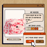 A spudsters product card for the Pamela Spotted Pig plush by Aurora